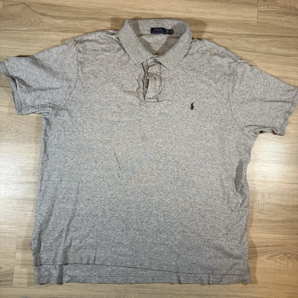 Polo‎ Ralph Lauren Gray Short Sleeve Polo Shirt 3XB Big 3XL Pony Logo